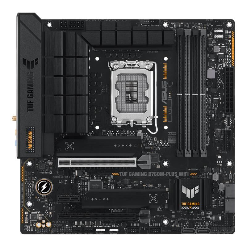 ASUS TUF GAMING B760M-PLUS WIFI DDR5 7200MHZ 1XHDMI 1XDP 2XM.2 USB 3.2 MATX 1700P (12./ 13. VE 14. NESİL İŞLEMCİ UYUMLU)